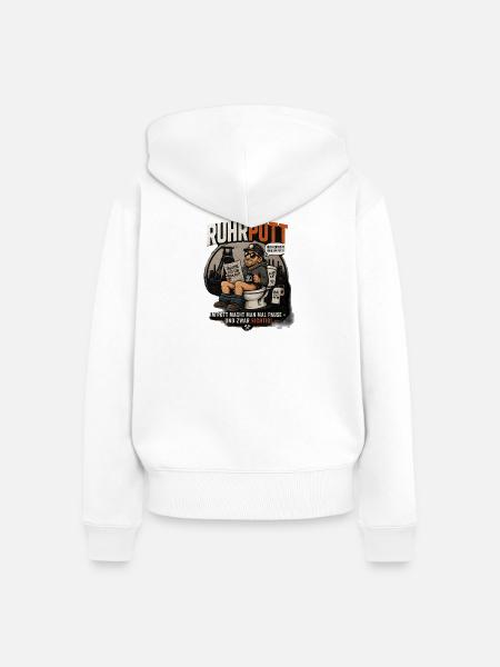 Ruhrpott Pottpause Humor - Frauen Premium Bio Zip Hoodie - Weiß