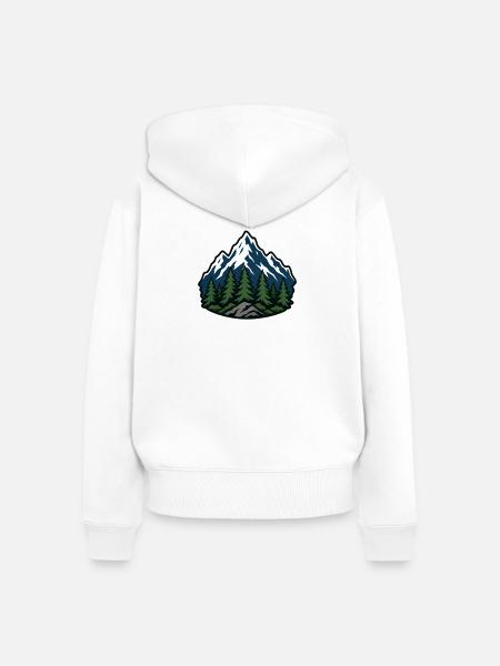 Bergwald Patch - Frauen Premium Bio Zip Hoodie - Weiß
