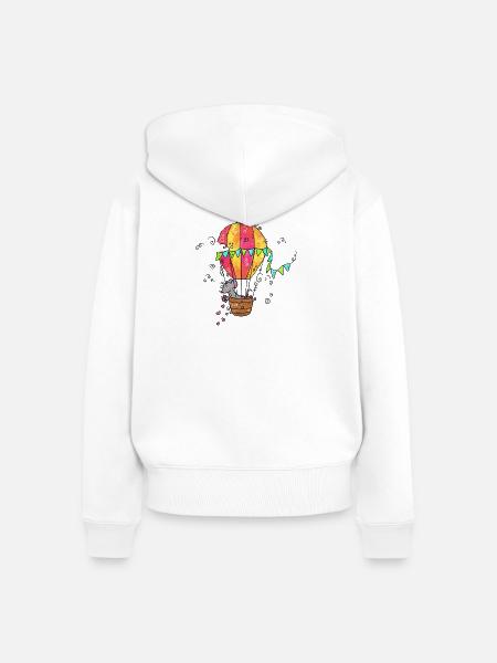 Herzensballon: Maus im Korb - Frauen Premium Bio Zip Hoodie - Weiß