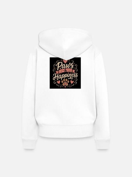 Pfoten & Glück - Frauen Premium Bio Zip Hoodie - Weiß