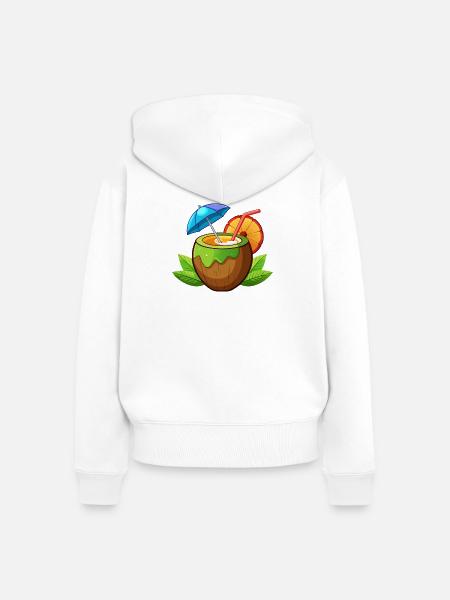 Tropisches Kokosnussgetränk - Frauen Premium Bio Zip Hoodie - Weiß