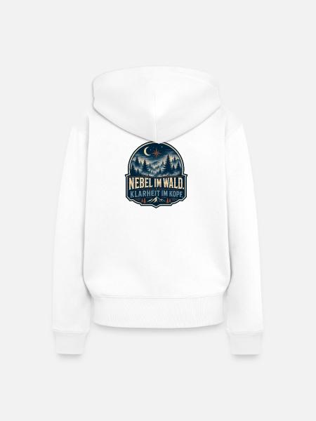 Nebel im Wald – Klarheit im Kopf - Frauen Premium Bio Zip Hoodie - Weiß
