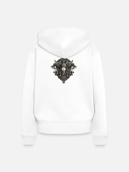 Walküre-Wolfswappen - Frauen Premium Bio Zip Hoodie - Weiß
