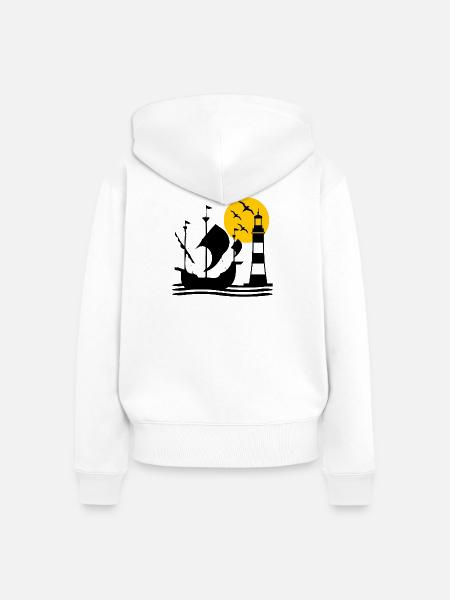Segeln - Frauen Premium Bio Zip Hoodie - Weiß