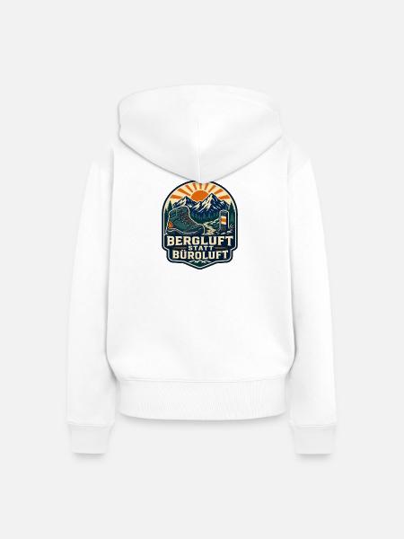 Bergluft statt Büroluft Wandern - Frauen Premium Bio Zip Hoodie - Weiß