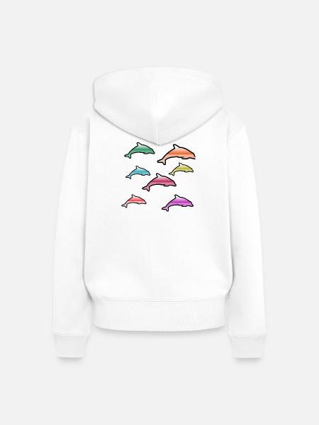 Delfine - Frauen Premium Bio Zip Hoodie - Weiß