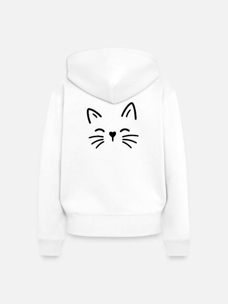 Süße Katze mit Herz Nase - Frauen Premium Bio Zip Hoodie - Weiß