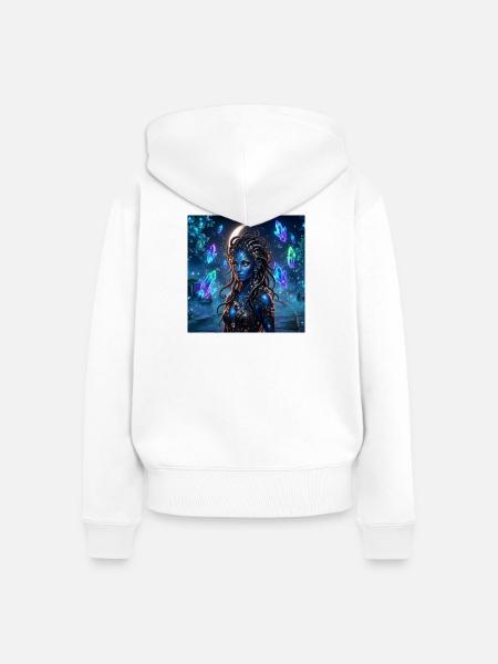 Blaue Kristallsirene - Frauen Premium Bio Zip Hoodie - Weiß