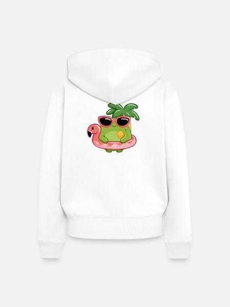 Sommerlicher Frosch mit Sonnenbrille und Flamingo - Frauen Premium Bio Zip Hoodie - Weiß