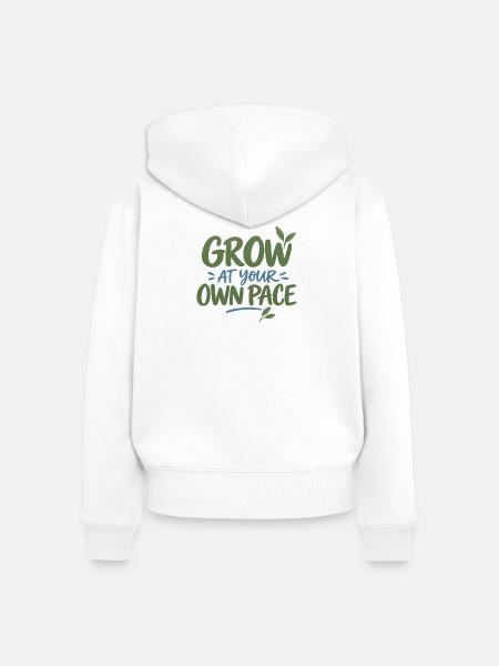 Grow at Your Own Pace - Frauen Premium Bio Zip Hoodie - Weiß