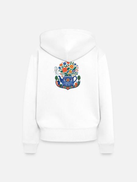 Floral Folk Krug – Gartens Glückseligkeit - Frauen Premium Bio Zip Hoodie - Weiß