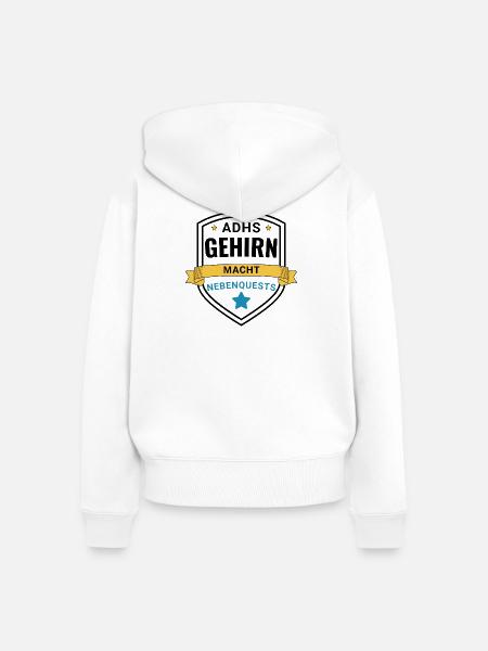 ADHS Gehirn macht Nebenquests - Frauen Premium Bio Zip Hoodie - Weiß