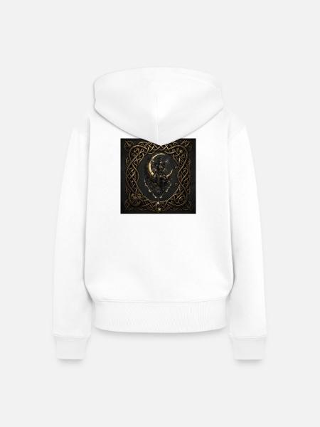 Lunar-Steampunk-Fee mit Zahnrädern - Frauen Premium Bio Zip Hoodie - Weiß