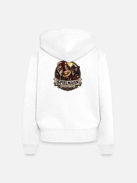 Spielmann – Musik verbindet Zeiten - Frauen Premium Bio Zip Hoodie - Weiß
