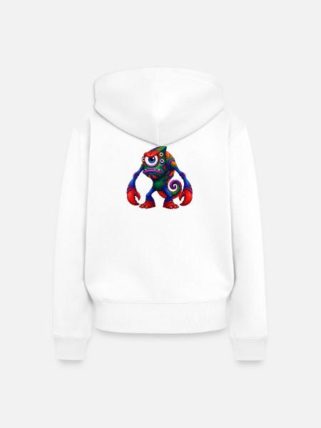 Lebendiges Einäugiges Monster - Frauen Premium Bio Zip Hoodie - Weiß