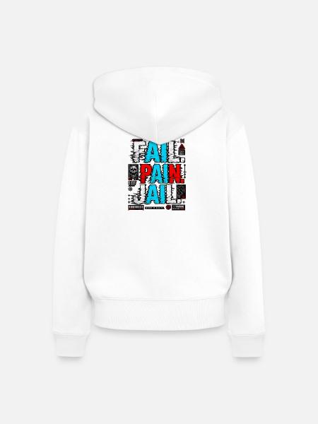 AI Grunge-Glitch-Tee - Frauen Premium Bio Zip Hoodie - Weiß