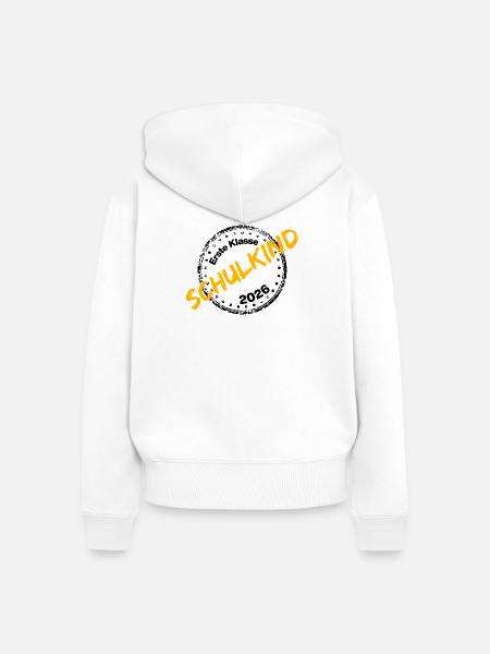 SCHULKIND 2026, EINSCHULUNG, ERSTKLÄSSLER GESCHENK - Frauen Premium Bio Zip Hoodie - Weiß