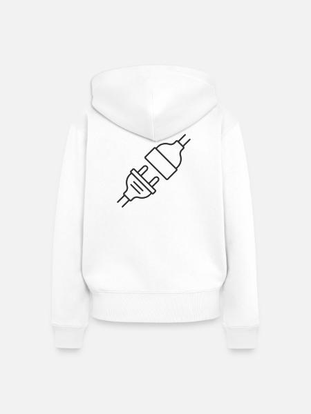 Stecker- und Steckdosenleitungs-Symbol - Frauen Premium Bio Zip Hoodie - Weiß