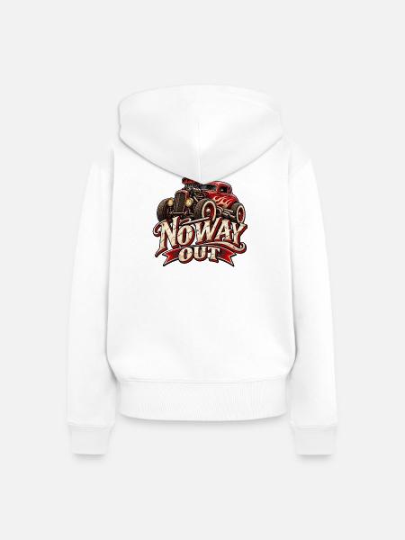 NoWay Out Flammenhotrod - Frauen Premium Bio Zip Hoodie - Weiß