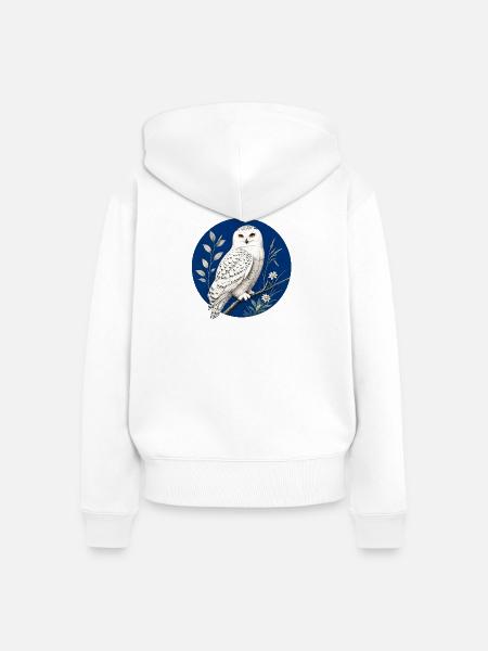 Schneeeule Bubo-Skandiacus - Frauen Premium Bio Zip Hoodie - Weiß