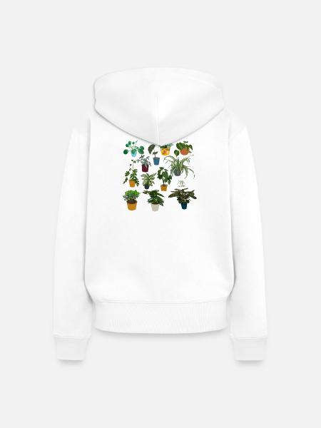 Zimmerpflanzen - Frauen Premium Bio Zip Hoodie - Weiß