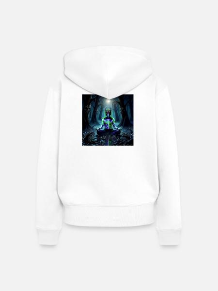 Mondlichtwald Meditierender Dämonengeist - Frauen Premium Bio Zip Hoodie - Weiß