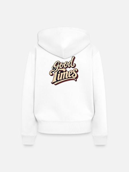 Good Times Retro Script - Frauen Premium Bio Zip Hoodie - Weiß