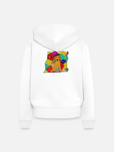 Maler Hund Künstlermotiv - Frauen Premium Bio Zip Hoodie - Weiß