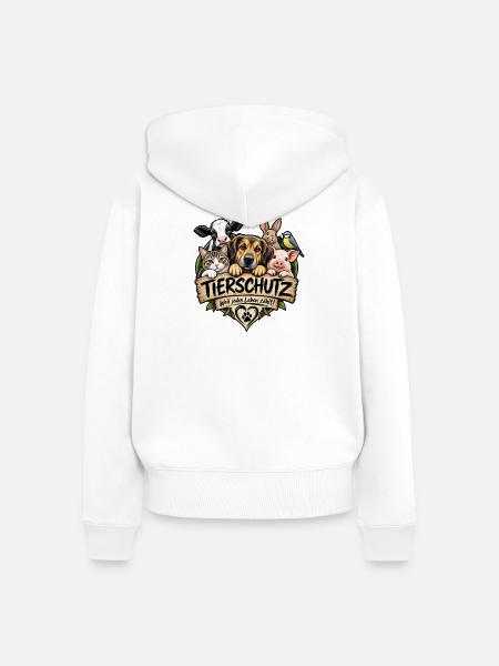 Tierschutz Tierliebe - Frauen Premium Bio Zip Hoodie - Weiß