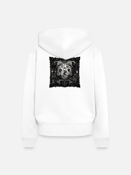  Pocket: Occult Goth-Pattern Black-Lace - Frauen Premium Bio Zip Hoodie - Weiß