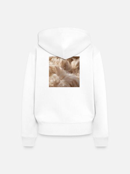 Flauschige beige Federn - Frauen Premium Bio Zip Hoodie - Weiß
