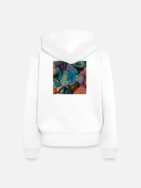 Meeresregenbogenpapageienfisch - Frauen Premium Bio Zip Hoodie - Weiß