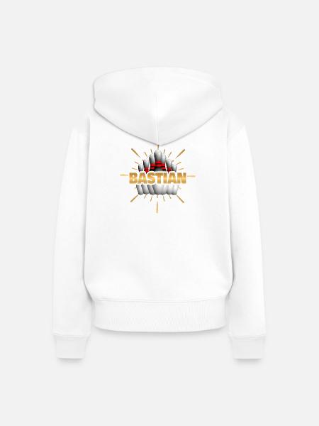 Bastian als Kegelchampion - Frauen Premium Bio Zip Hoodie - Weiß