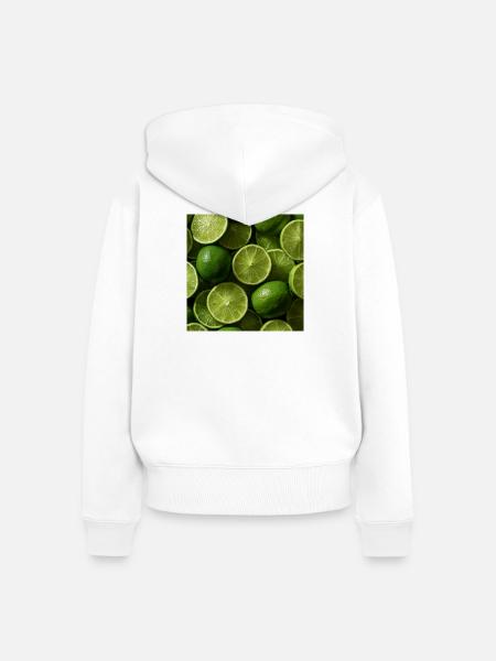 Grüne Limes im Freskomuster - Frauen Premium Bio Zip Hoodie - Weiß