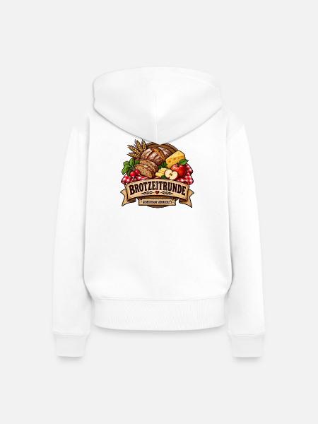 Brotzeitrunde – Gemeinsam schmeckt's - Frauen Premium Bio Zip Hoodie - Weiß