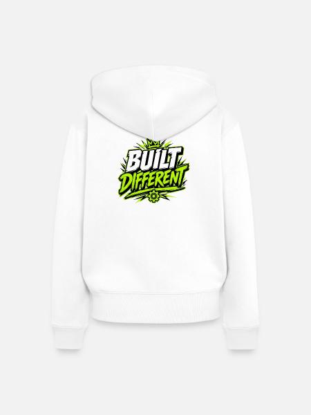 Built different - Frauen Premium Bio Zip Hoodie - Weiß
