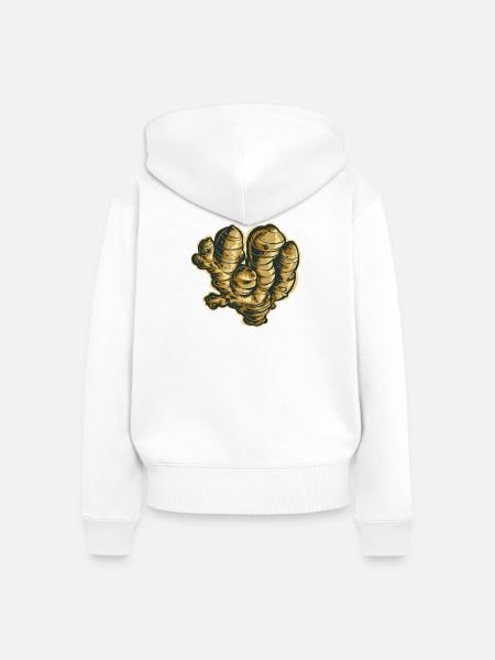 Ingwer - Frauen Premium Bio Zip Hoodie - Weiß