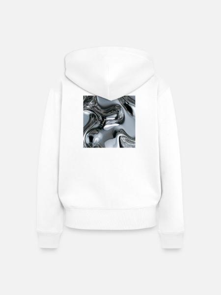 Abstraktes flüssiges Chrom - Frauen Premium Bio Zip Hoodie - Weiß