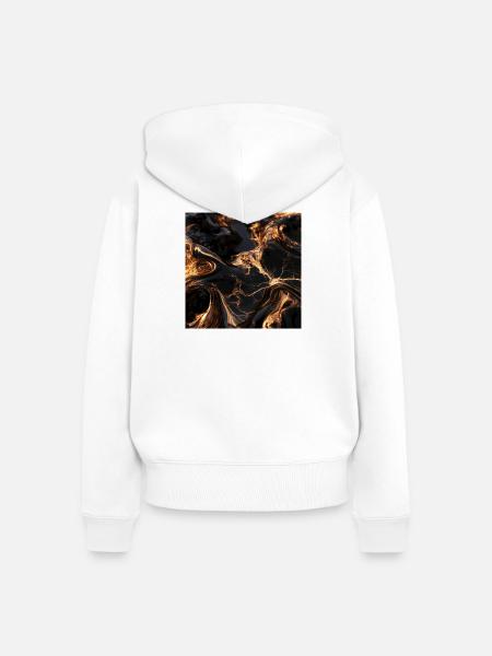 Schwarzer Marmor und flüssiges Gold - Frauen Premium Bio Zip Hoodie - Weiß