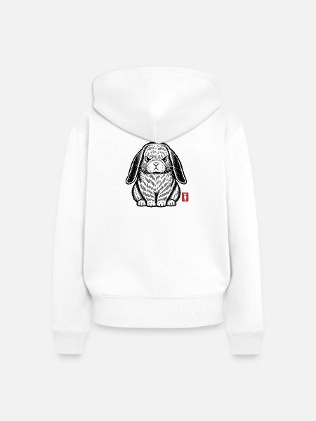 Wütender, grummeliger Hase - Frauen Premium Bio Zip Hoodie - Weiß