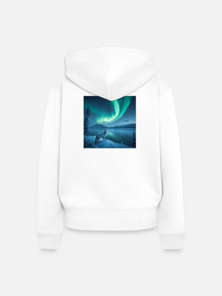 Polarfuchs — Nordlichter - Frauen Premium Bio Zip Hoodie - Weiß