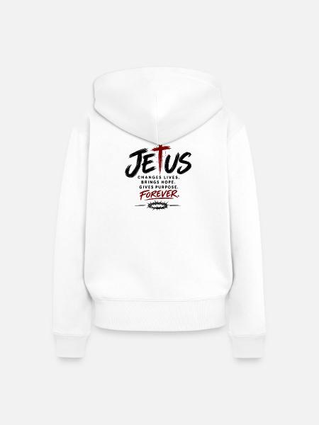 Jesus Changes Lives – Christian Faith Statement - Frauen Premium Bio Zip Hoodie - Weiß