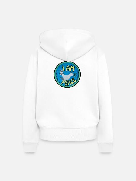 ICH BIN FRIEDEN - Frauen Premium Bio Zip Hoodie - Weiß