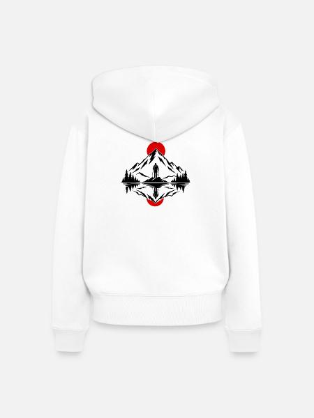 Bergspiegelung – Outdoor - Frauen Premium Bio Zip Hoodie - Weiß