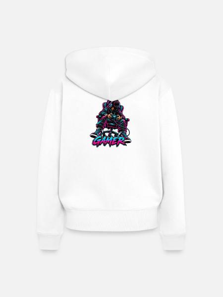 Gamer - Frauen Premium Bio Zip Hoodie - Weiß