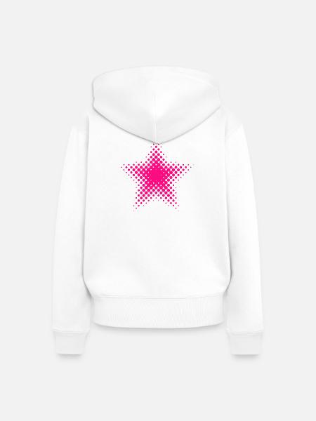 Pinke Sternen-Dot Halftone - Frauen Premium Bio Zip Hoodie - Weiß