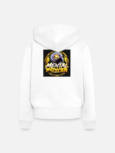 Mentale Stärke Goldenes Gehirn - Frauen Premium Bio Zip Hoodie - Weiß