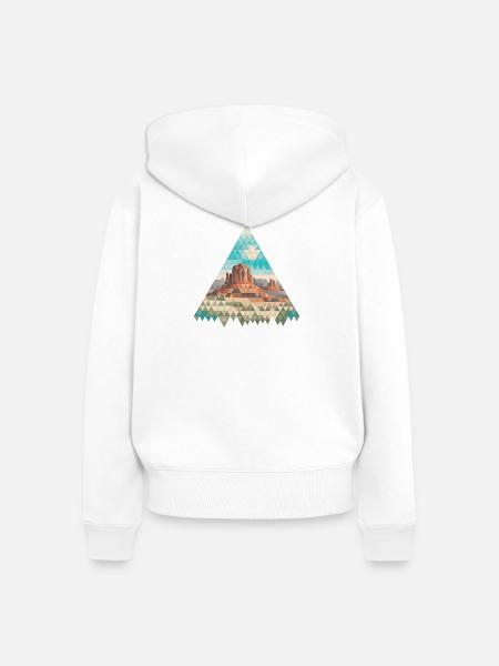 Berglandschaft im Dreiecks-Mosaik - Frauen Premium Bio Zip Hoodie - Weiß