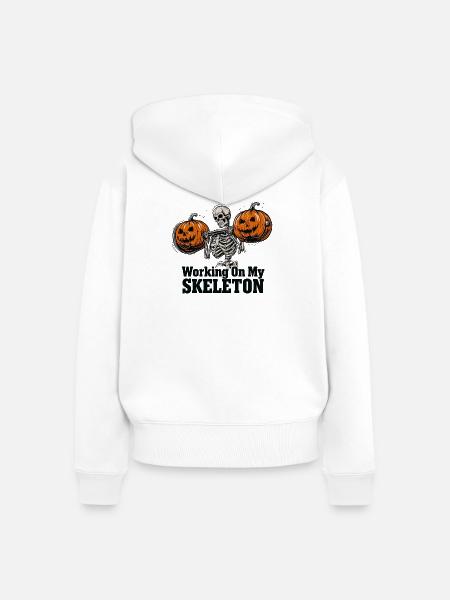 Knochentraining mit Kürbissen - Frauen Premium Bio Zip Hoodie - Weiß