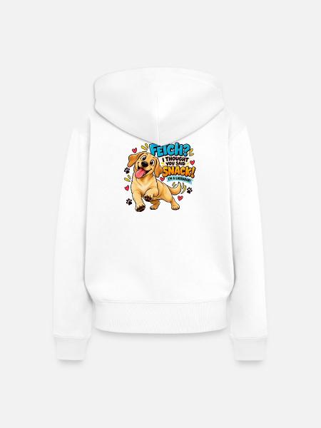 Labrador Snack Spruch - Frauen Premium Bio Zip Hoodie - Weiß
